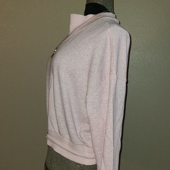 Flirtitude Women's Sweatshirt Relaxed Crop Mock Super Soft Pink Lg Jewelry Free - Picture 6 of 12